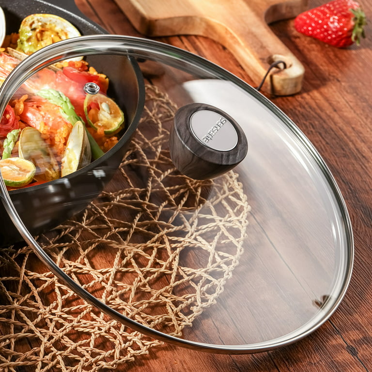 SENSARTE Nonstick Deep Frying Pan Skillet, 10/11/12-inch Saute Pan with  Lid, Stay-cool Handle, Chef Pan Healthy Stone Cookware Cooking Pan,  Induction