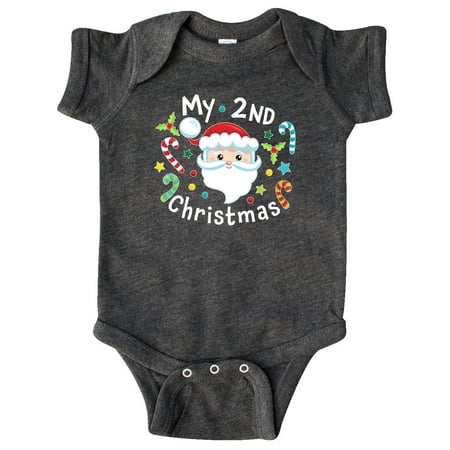 

Inktastic My 2nd Christmas Santa with Candy Canes Gift Baby Boy or Baby Girl Bodysuit