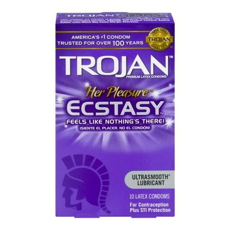 Trojan Her Pleasure Ecstacy Lubricated Latex Condoms - 10 (Best Type Of Condom For Pleasure)