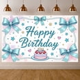 thumbnail image 3 of Blue Theme Banner Floral Design Party Backdrop Cake Pattern Gold Accents Celebration Backdrop for Birthday Party Indoor Decor Party Photography, 3 of 9