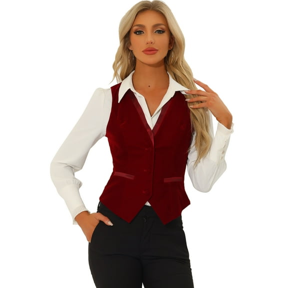 DARING DIVA Women's V Neck Retro Velvet Racerback Steampunk Vest S Burgundy