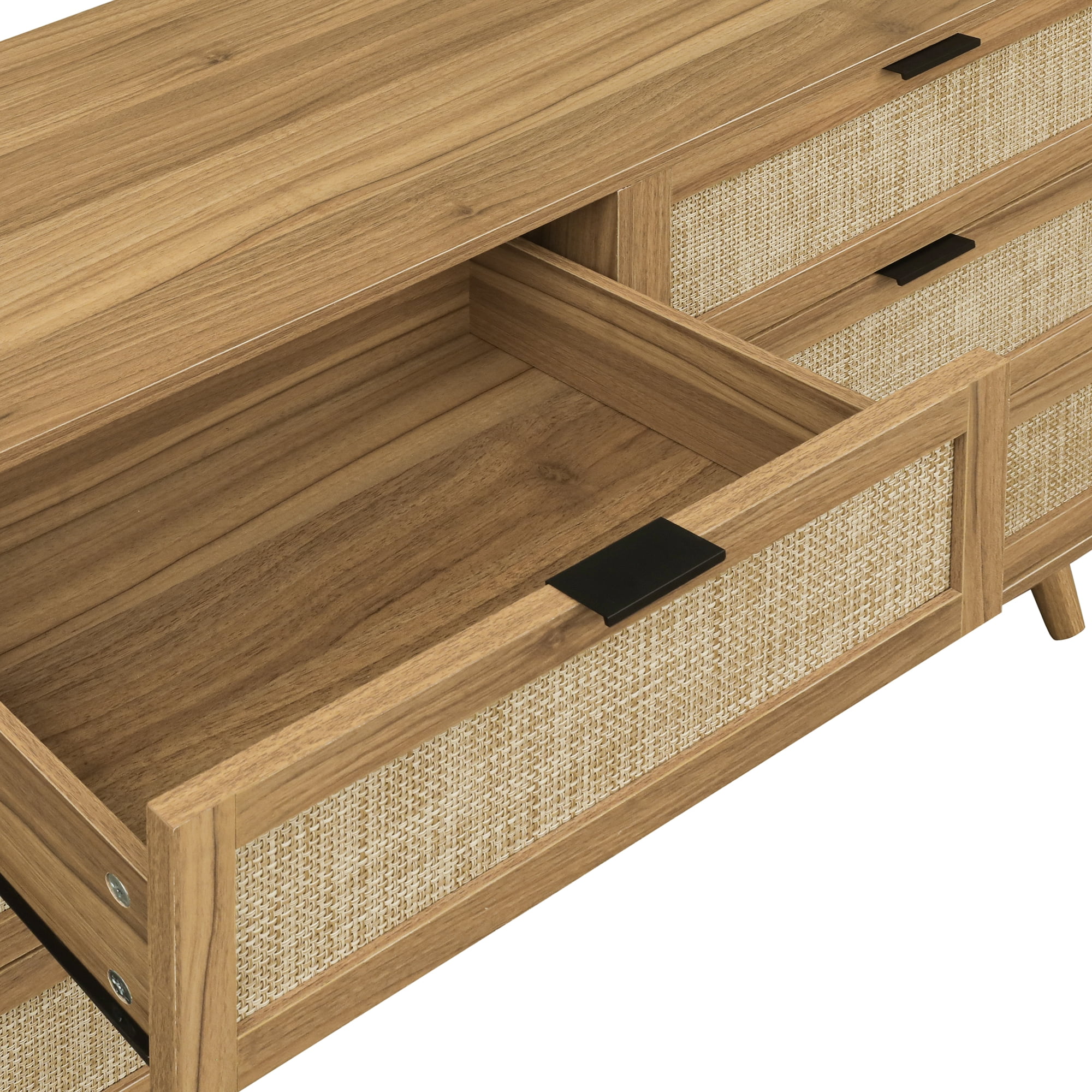 Kadyn Chest of Drawers, Rattan Nursery Dresser for Bedroom, Sideboard Buffet Cabinet with 6 Drawer, Walnut Kadyn Chest of Drawers, Rattan Nursery Dresser for Bedroom, Sideboard Buffet Cabinet with 6 Drawer, Walnut