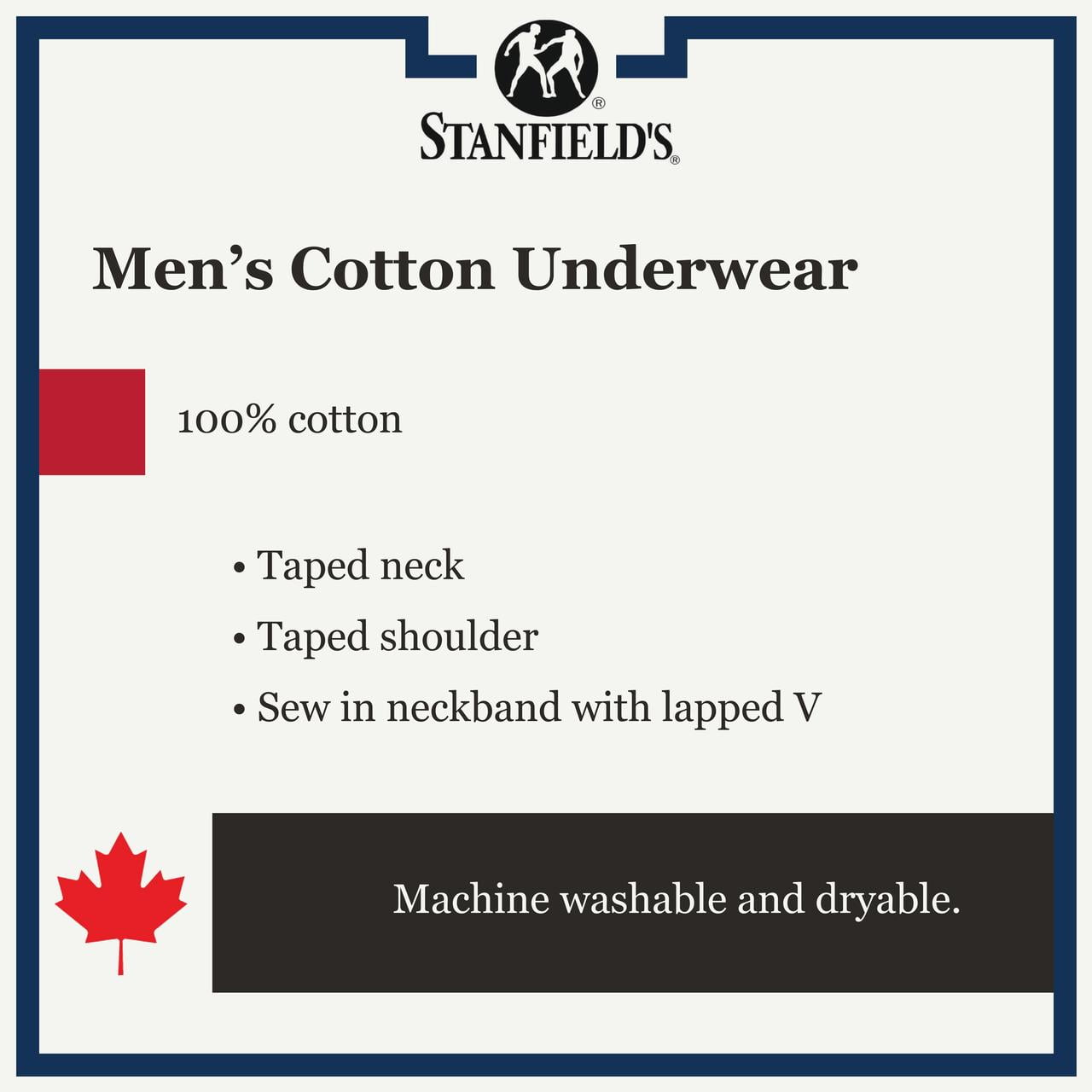 Stanfield's Men's 2 Pack Premium Cotton V-Neck Undershirt