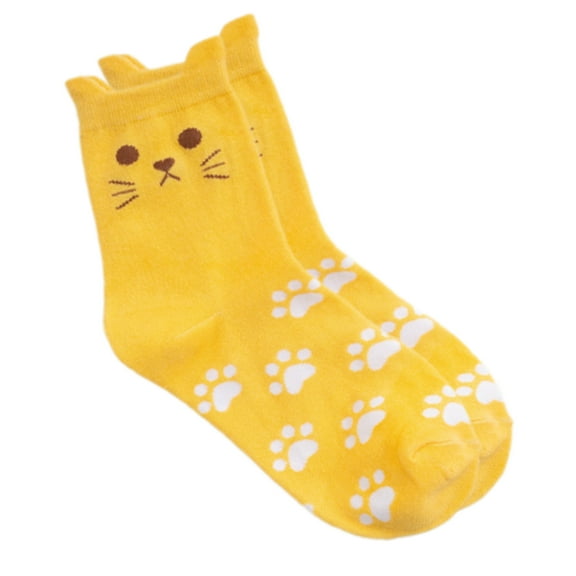 Fun and Stylish Cats Themed Socks for Women Kitten Ear Cats Paws Print Cotton Middle Calf Socks Hosiery for Lover
