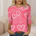 thumbnail image 6 of Qepwscx Womens Shirts 3/4 Long Sleeve Valentine'S Day Crewneck Sweatshirt Love Heart Printed Womens Blouses Plus Size Fall Tops Pullover Sweatshirt Graphic Tshirts Gifts Tee Tops, 6 of 7
