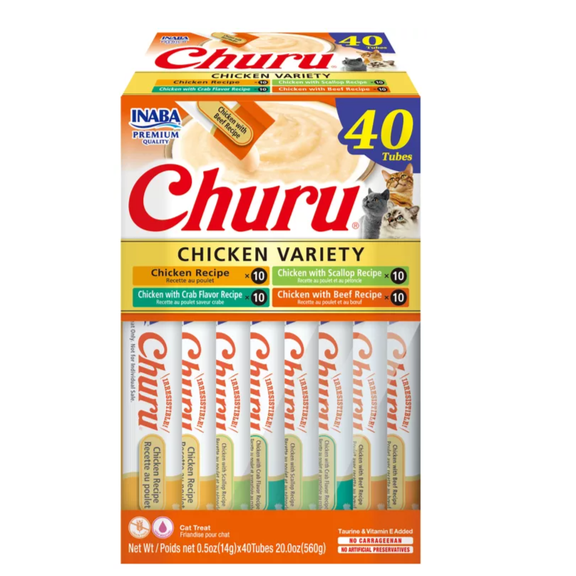 Inaba Chicken Variety Lickable Puree Cat Treats, 40 ct.