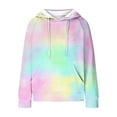 thumbnail image 3 of Craaazy Hoodies For Women Waffle Hooded Sweater Long Sleeve Casual Drawstring Tie-dye Pullover Pocket Tops Womens Tops, 3 of 5