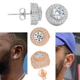 thumbnail image 5 of ATOBAO 925 Sterling silver Screw Back Earrings 14K Gold Plated 5A+ Cubic Zirconia Cluster Round Diamond Screw On Stud Earrings For Men Women Aretes De Hombre, 5 of 13