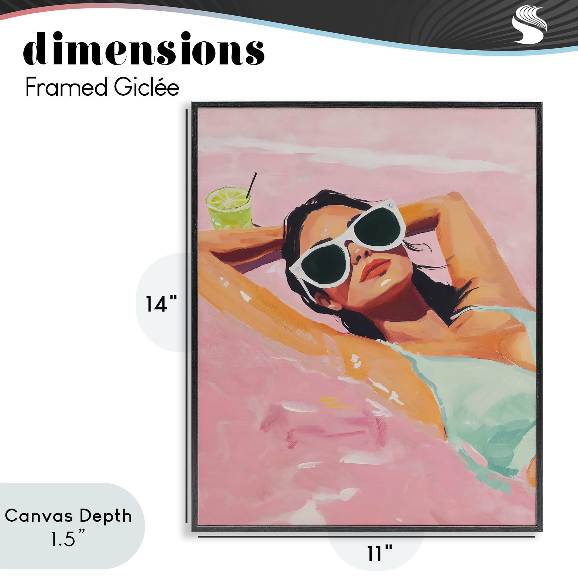 Stupell Industries Trendy Summer Girl Black Framed Giclee Art, design by The Prints Vibe