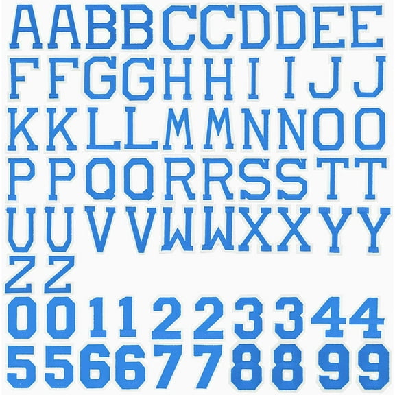 Computerized Embroidery Cloth Iron On Patches Costume Accessories Appliques Letter A~Z & Number 0~9 Blue 72pcs/bag