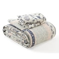 thumbnail image 3 of PANGUSHAN 100% Cotton 120"x120" Oversized California King Bedspread Coverlet Quilt Set, Cal King Quilted Bedspread Extra Large Wide Quilt, Floral XL Bed Spread Lightweight Comforter, 3pc, Navy/Pink, 3 of 13