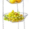 thumbnail image 6 of 3 Tiers Wire Chain Basket Plant Organizers Kitchen Storage Wrought Iron Fruit Baskets Space Saving, 6 of 9