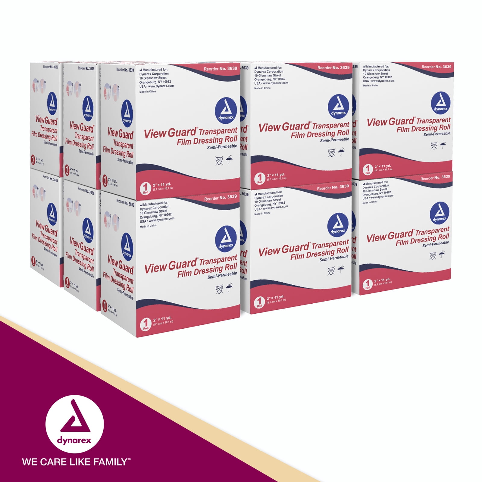 Dynarex View Guard Transparent Film Dressing Roll 2" x 11yds Bandage Size, Non-Sterile and Flexible, 12 per case