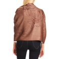 thumbnail image 2 of Sakkas Salome Reversible Silky soft Wrap Shawl Scarf with Lovely Floral Brocade - Brown - One Size Regular, 2 of 5