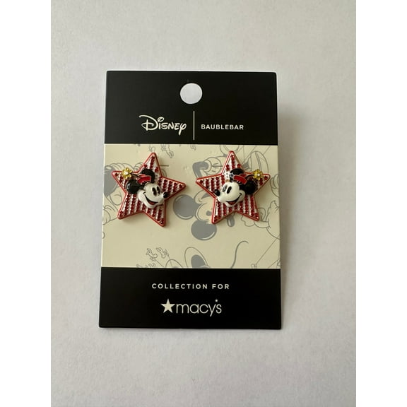 Disney Baublebar for Macy's Minnie Star Stud Earrings New with Card