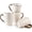 White, variant on Ceramic Coffee Mug Set - 16 Oz Large Coffee Mugs - Embossed Stoneware Cups with Handle for Latte Cappuccino Cocoa - Microwave Dishwasher Safe - Set of 4 - White