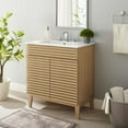 thumbnail image 2 of Sink Vanity Cabinet, White Oak, Wood, Mid Century Hotel Bedroom Bathroom, Modern Contemporary HB33714, 2 of 9