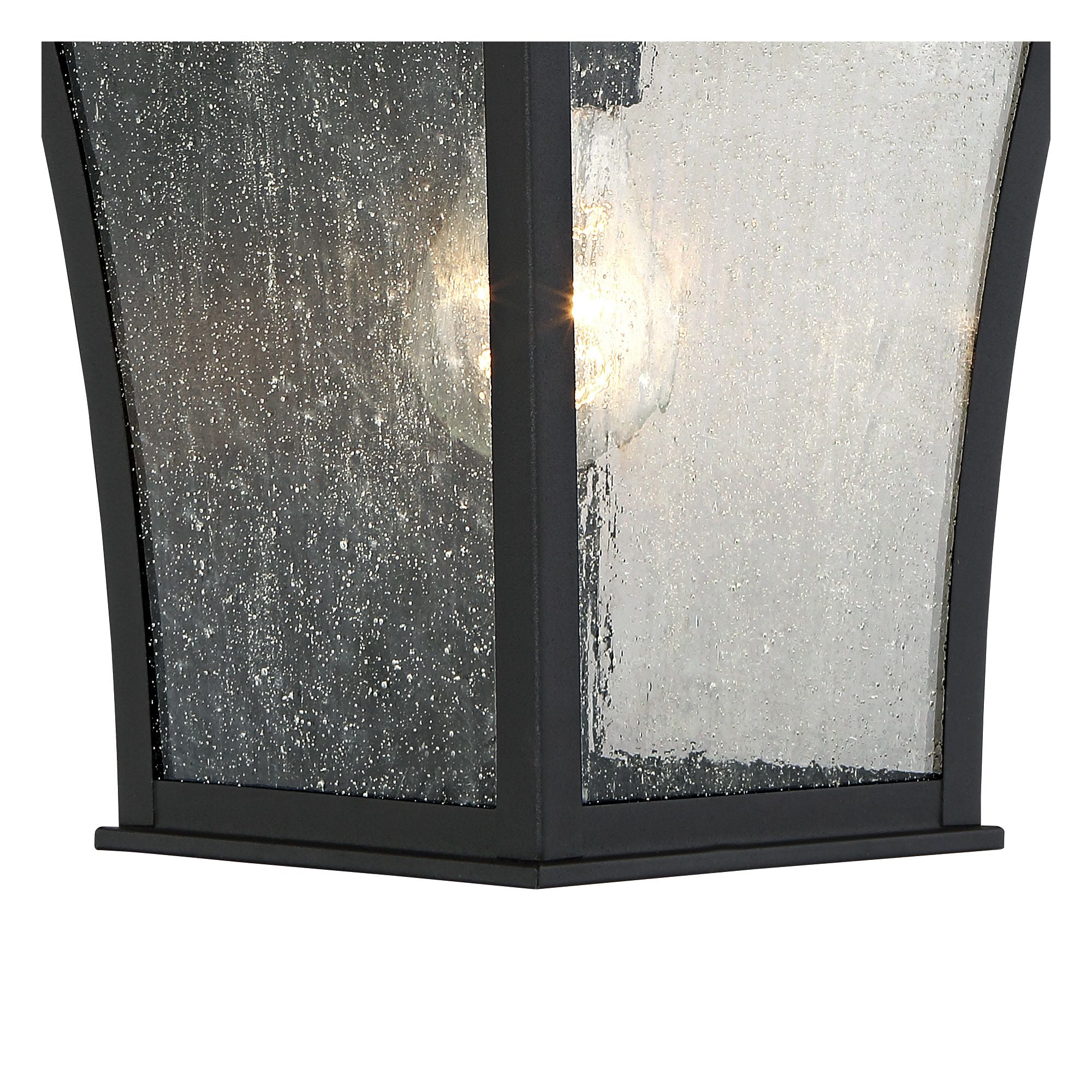 John Timberland Mosconi Rustic Outdoor Wall Lights Fixture Set of 2 Textured Black 15" Clear Seedy Glass for Post Exterior Barn Deck House Porch Yard