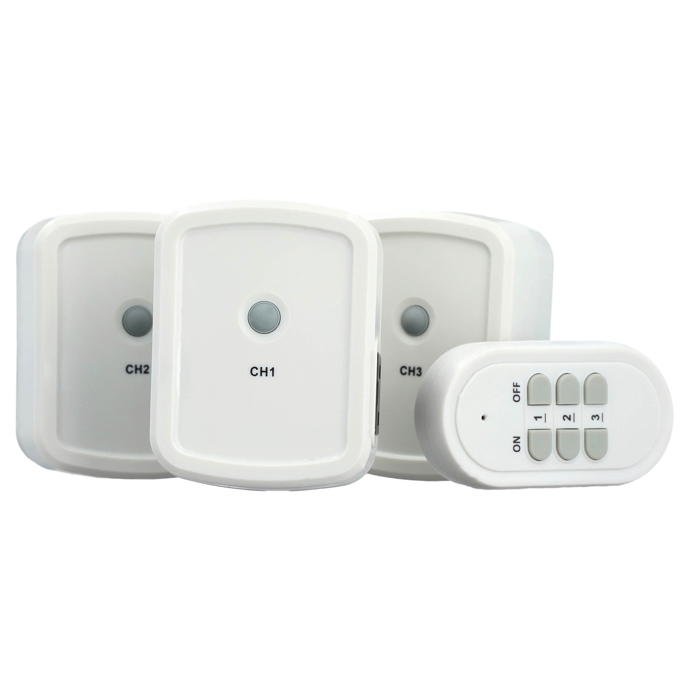 Indoor Wireless Outlets with Remote Control, White, 3 Count, by Holiday Time