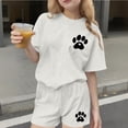 thumbnail image 2 of Babcutegg Girls Summer Printed Short Sleeve Round Neck Top and Matching Shorts Two-Piece Set – Lightweight Casual Outfit for Warm Weather Wear White Size 14-15, 2 of 9