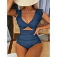 thumbnail image 1 of Charmo Ruffled One Piece Swimsuit for Women High Cut Bathing Suits Backless Monokini Swimwear, 1 of 6
