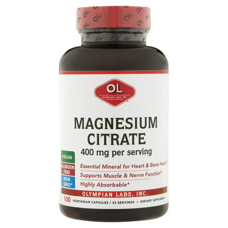 Olympian Labs Magnesium Citrate Vegetarian Capsules, 400 mg, 100 (Best Magnesium Citrate Supplement Brand)