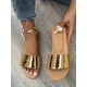thumbnail image 1 of Gold Flat Sandals, Straps Women's Slippers, 1 of 5