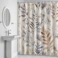 thumbnail image 5 of Vintage Pastoral Leaves Shower Curtain for Bathroom Decor, Brown Leaf Farmhouse Linen Texture Waterproof Fabric Shower Curtain, 48"x72" Set with 12 Hooks, 5 of 9