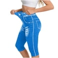 thumbnail image 3 of Stamzod Womens Capri Leggings Fashion Printed High Waisted Capri Yoga Pants Casual Stretch Workout Capris Blue-5 XL, 3 of 6
