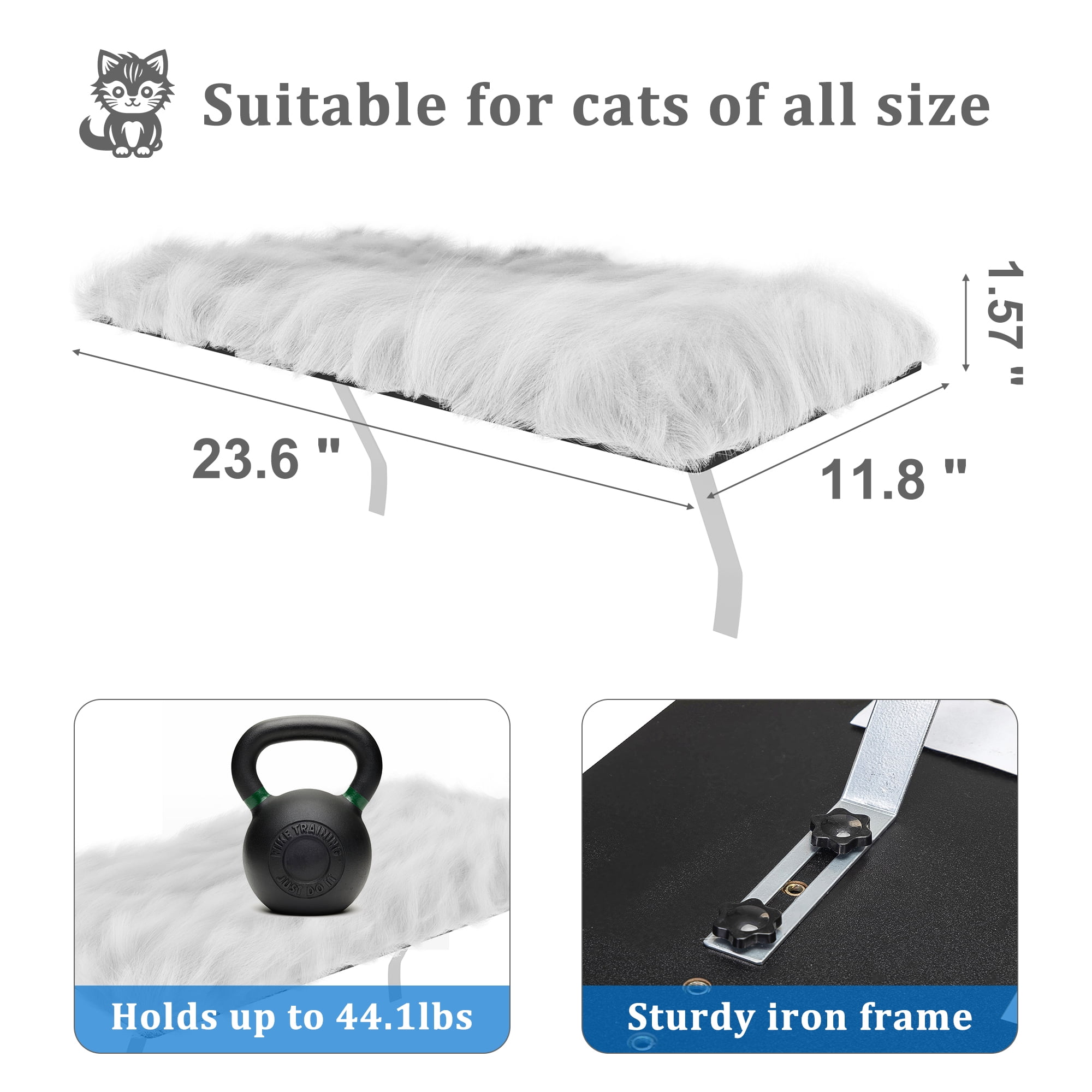 Kepooman Cat Window Perch, Cat Window Hammock Seat for Indoor Cats, Pet Cat Bed Shelf for Window Sill (White) Kepooman Cat Window Perch, Cat Window Hammock Seat for Indoor Cats, Pet Cat Bed Shelf for Window Sill (White)