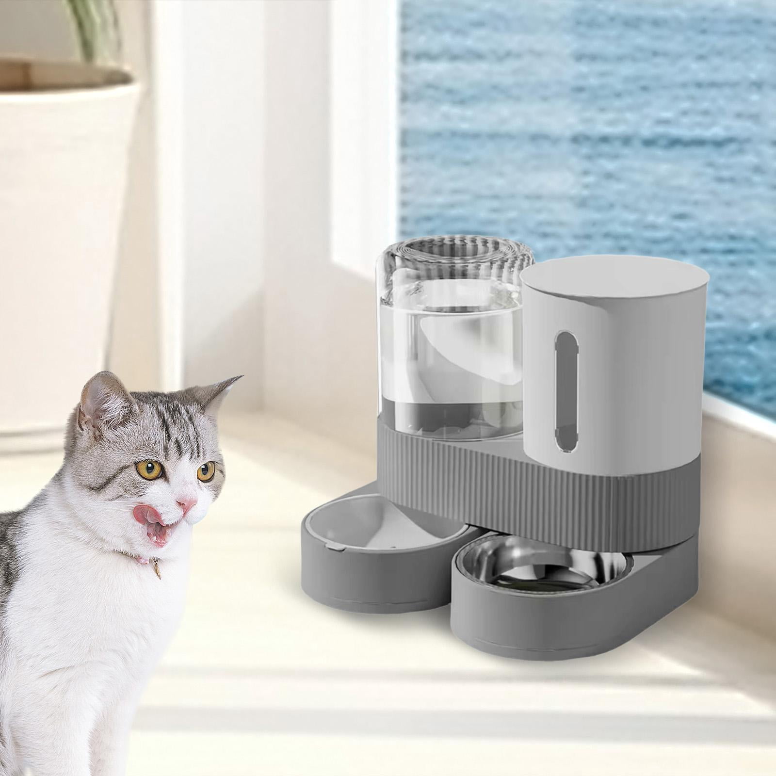 CarpNettore Automatic Pet Feeder Detachable Pet Feeding Bowl for Bunny Small Dogs Kitten Gray