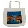 thumbnail image 1 of Venice Shopping Bag, View on Grand Canal from Rialto Bridge at Dusk European Italy Scenery Print, Eco-Friendly Reusable Bag for Groceries Beach and More, 15.5" X 14.5", Cream, by Ambesonne, 1 of 2
