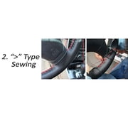 Leather Steering Wheel Transformation Kit, Stitch On Lace Up Cover Ensures Universal Fit & Waterproof Durability For Your Car (Black, M)
