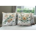 thumbnail image 4 of Ambesonne Eucalyptus Throw Pillow Cover 4 Pack, Art Deco Leaves Bloom, 20", Teal Grey and Orange, 4 of 5