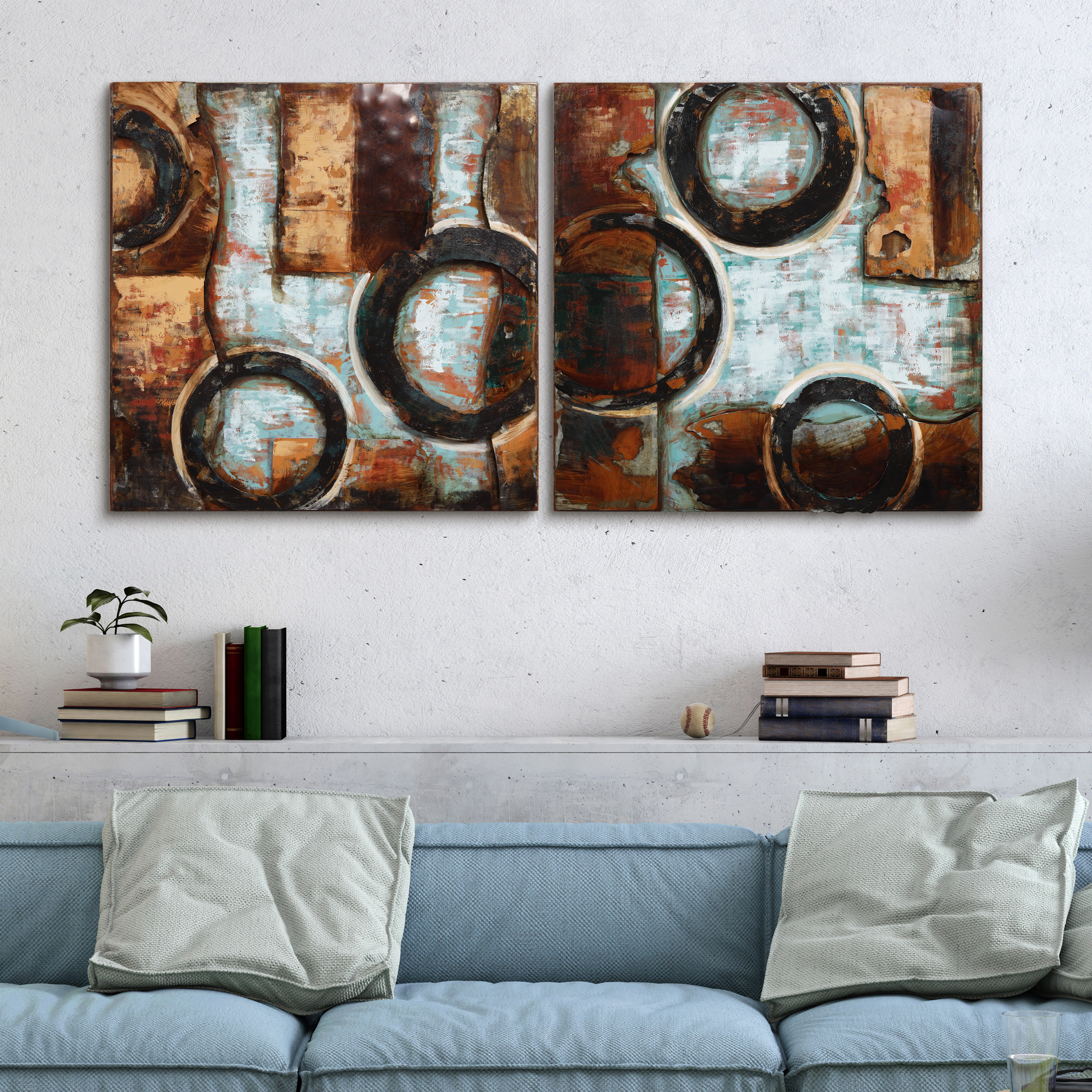 Empire Art Revolutions 1 & 2 Abstract Painting, Set of 2