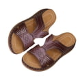 thumbnail image 4 of Yyuenw Women Open Toe Crisscross Wedge Slide Sandals PU Slip On Holiday Casual Summer Walking Shoes, 4 of 9