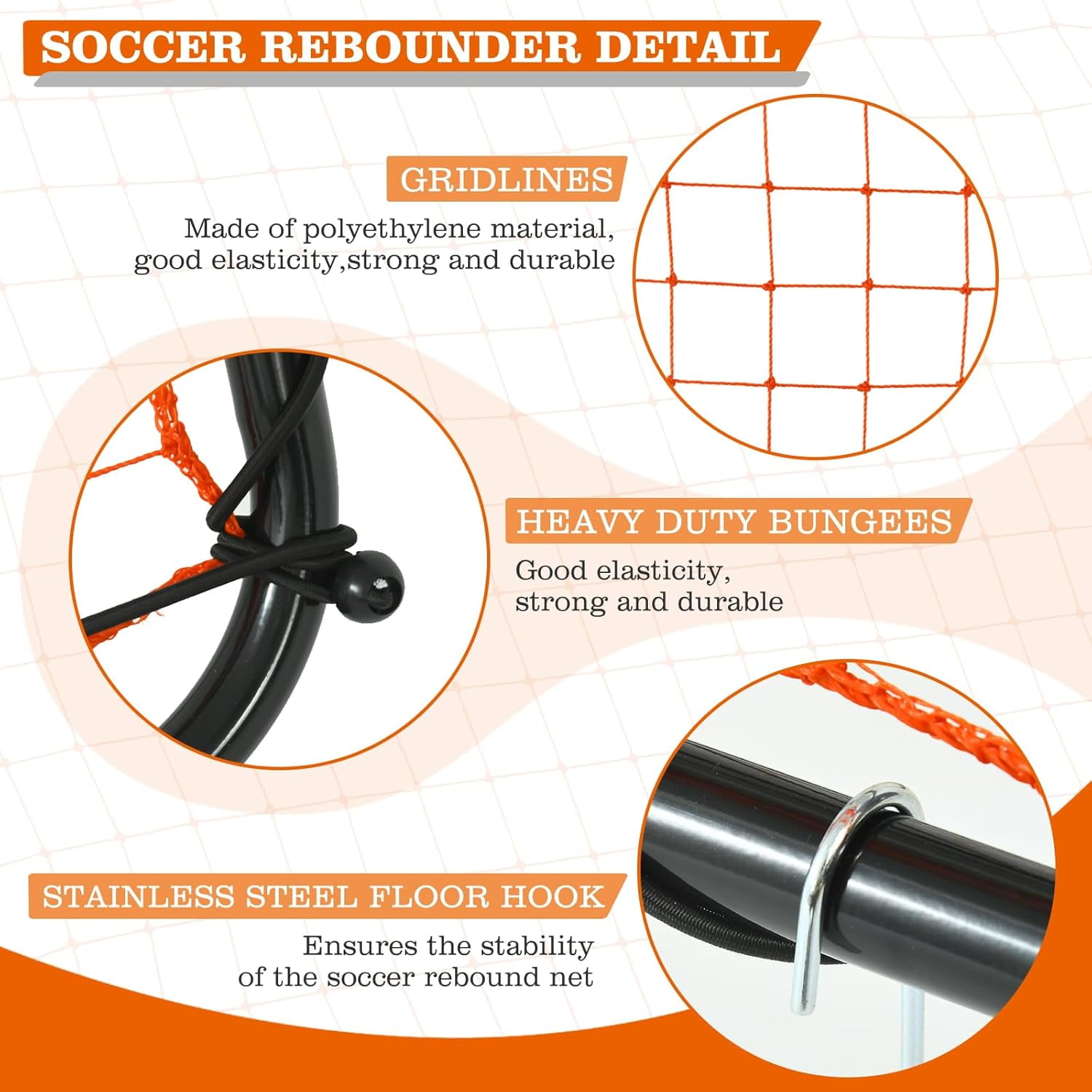 RayChee 3.3×3.3FT Portable Soccer Rebounder, Rebound Net with Quick Folding Design, Multi Angle Adjustment Soccer Training Equipment for Kids
