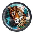 thumbnail image 2 of 4 Pcs Leopard Animal Print Cabinet Knobs 30mm Round Crystal Glass Drawer Handles Pulls with Screws for Kitchen Cupboard Wardrobe Closet Dresser, Home&Office, 2 of 7