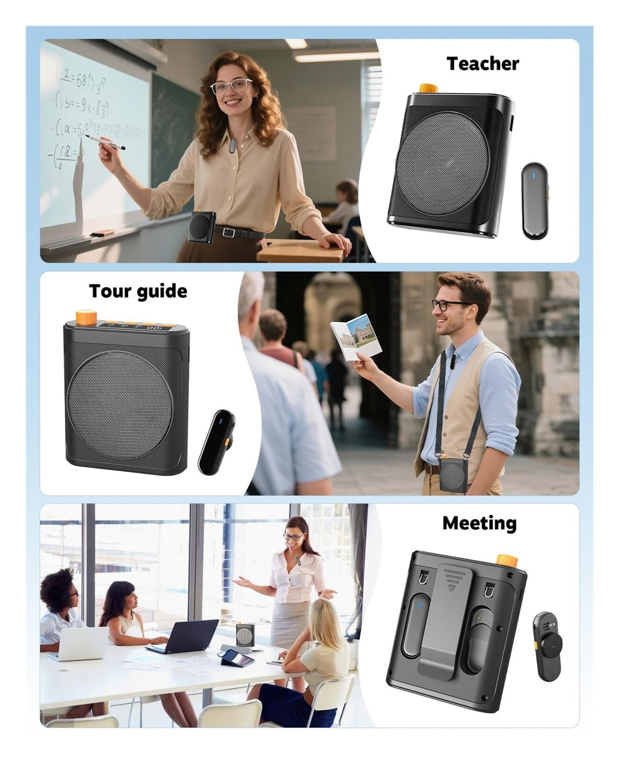 Voice Amplifier for Teachers with Wireless Magnetic Lavalier Microphone, Bluetooth Portable Rechargeable Speaker, 2 Mics for Classroom, Meetings, Speeches, Outdoor
