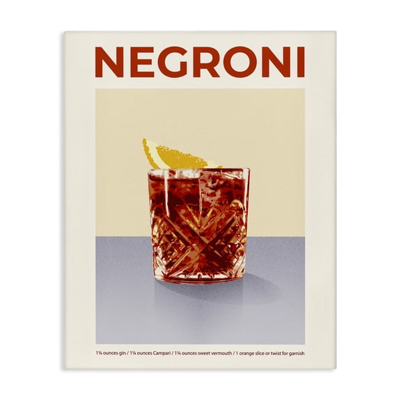 Stupell Industries Negroni Classic Cocktail Food & Beverage Painting Wrapped Canvas Canvas Art Print Wall Art, 16 x 20