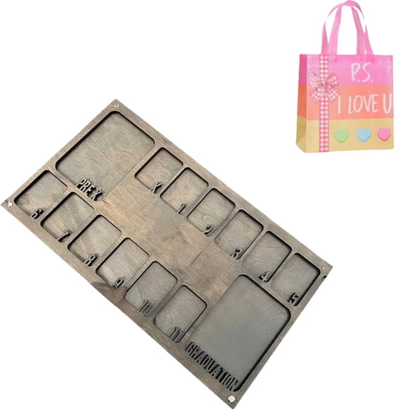 Pre-K to 12 School Years Picture Frame Custom Personalized Wooden Photo Display for Childrens Teachers Grey 1 Pc