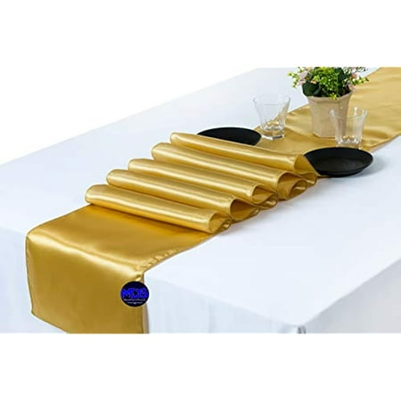 

Pack of 10 Wedding 12 x 108 inch Satin Table Runner for Wedding Banquet Decoration- Gold