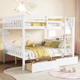 thumbnail image 4 of Leumius Full Over Full Rubber Wood Bunk Bed with 2 Drawers, Convertible into 2 Full Beds, Full Size Bunk Bed with Ladder and Safety Guardrails for Boys Girls White, 4 of 9