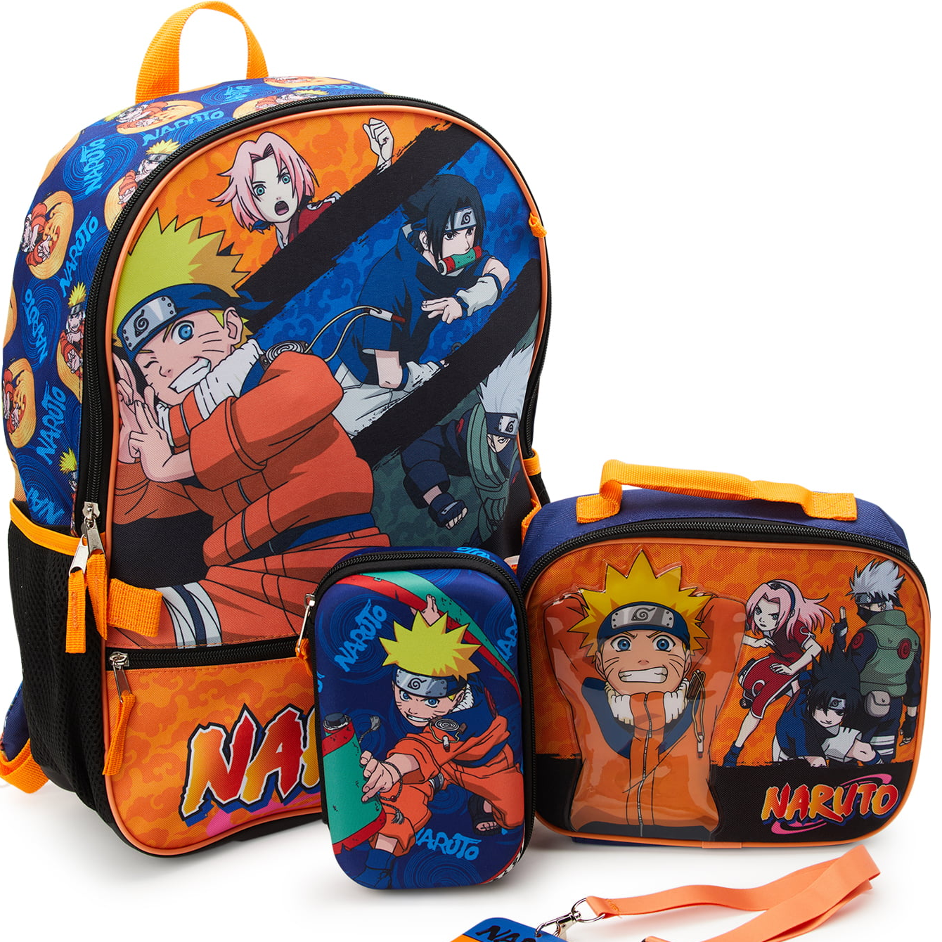 Naruto 3-Piece Set School Backpack Kids With Diagonal Lunch Bag Pencil Case