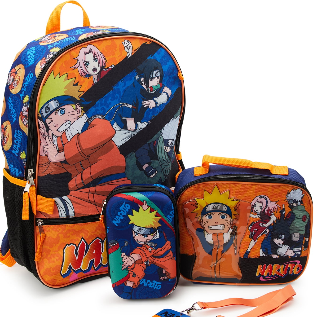 Naruto Shippuden Squad 17 inch Laptop Backpack and Lunch Bag Set, 4-Piece, Orange, Men's, Size: One Size