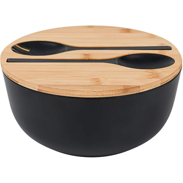 Bamboo Fiber Salad Bowl with Servers Set Large 9.8 inches mixing