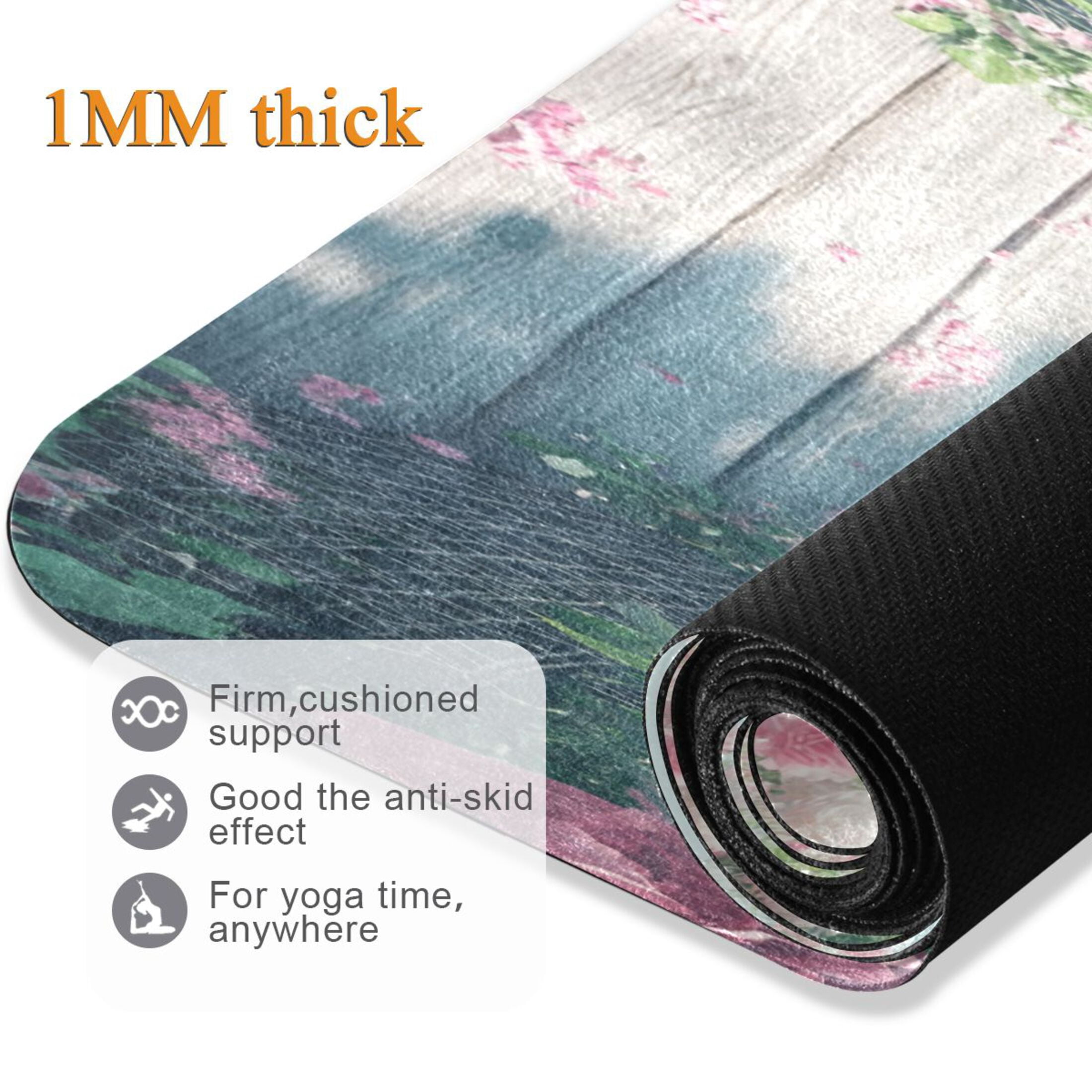 BZSMCE Yoga Mat Women Pathway Surrounded by Blooming_roses Fitness Mat