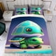 thumbnail image 4 of Bebé Tortuga Conjunto de sábanas temático, trío de piezas, cómodo y amigable con la piel, diseño único, regalo de decoración para el hogar para familiares, amigos y fans, 90 cm * 190 cm, 4 of 6