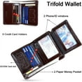 thumbnail image 5 of RFID Blocking Trifold Genuine Leather Wallets for Men, Vintage Short Multi Function Credit Card Holder,Money Clips with 2 ID Windows Give Gifts to Men(Oil Wax Coffee), 5 of 5