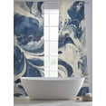 thumbnail image 6 of Navy White Semi Sheer Curtains 96 Inch Length 2 Panels Set, Marble Modern Artwork Sheer Kitchen Curtain Privacy Voile Window Curtain for Living Room Bedroom Rod Pocket Drapes, 6 of 7